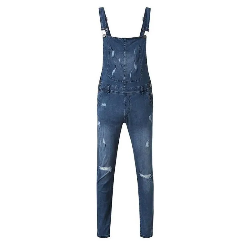 Men`S Jeans Mens Ripped Jeans Jumpsuits High Street Died Denim Bib Overalls For Male Suspender Pants Hip Hop Casual Drop Delivery App Dhhsv