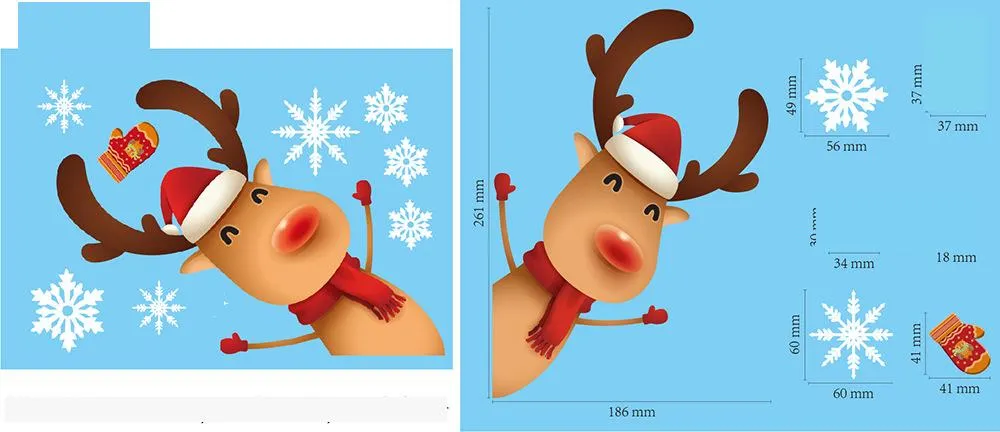 christmas stickers wall stickers static stickers window glass stickers painted santa claus elk gift window decorations