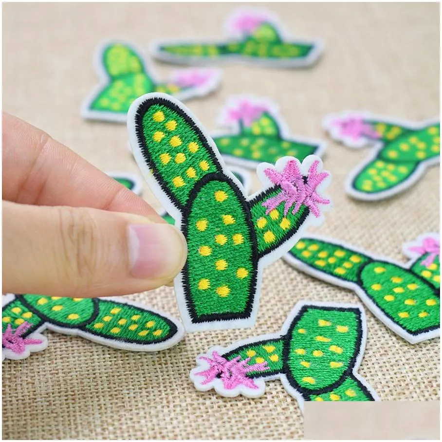 Sewing Notions & Tools 10 Pcs Cactus Embroidered Es For Clothing Iron On Transfer Applique Plant Bags Dress Diy Sew Embroidery Sticke Dhqwh