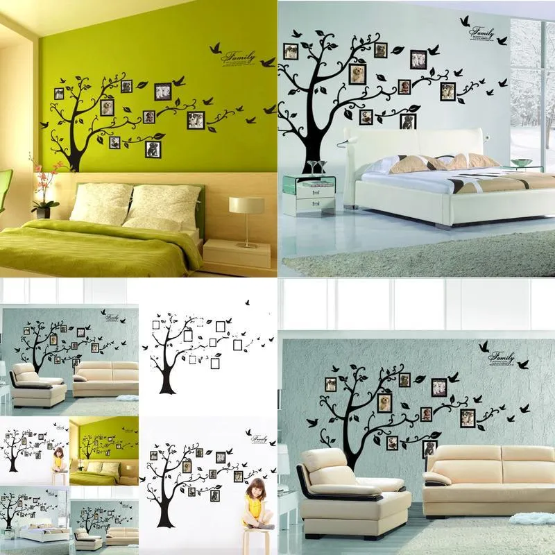 zy94ab black photo tree memorytree wall sticker pvc waterproof creative decorative painting batch