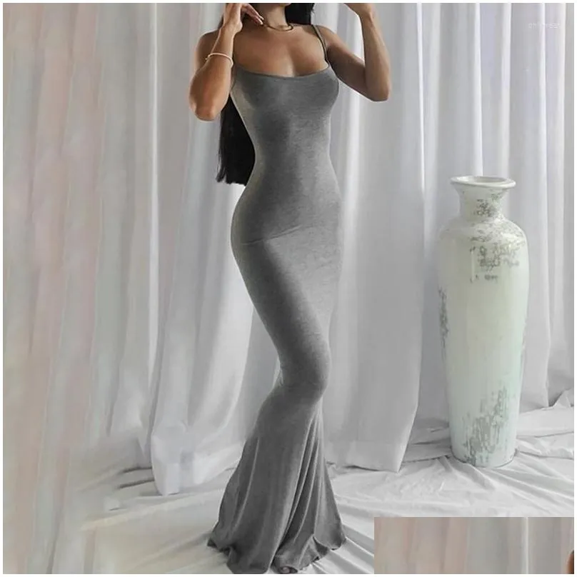 Basic & Casual Dresses Casual Dresses Sleeveless Cotton Loose Long Pencil Jumper Evening Dress Women Summer Bodycon Elegant Party Clu Dhqel