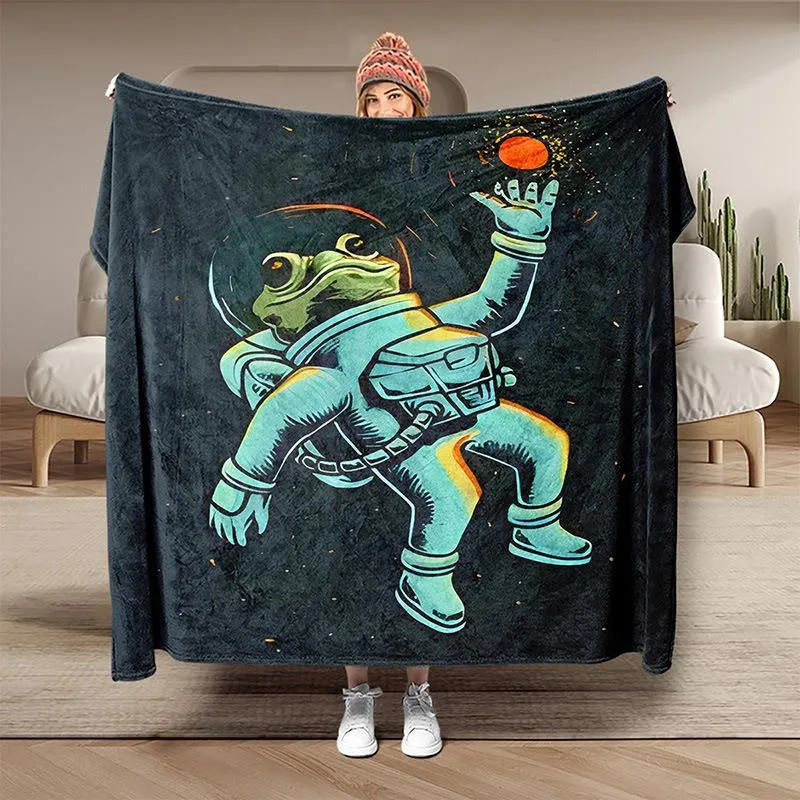 planet cartoon flannel blanket astronaut digital printed nap blanket for children adult air conditioning sofa cover blanket