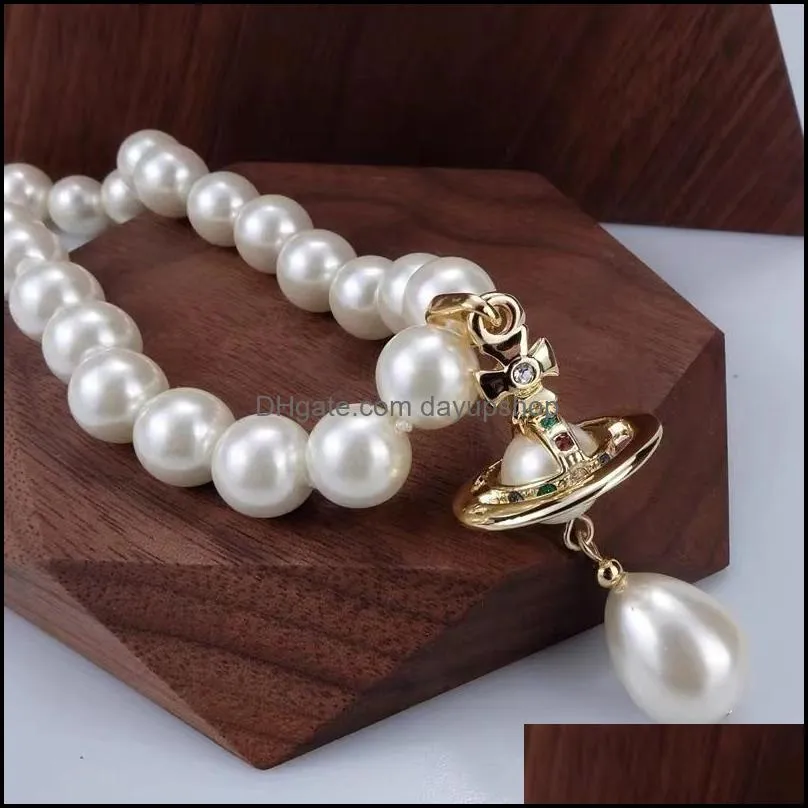 Westwood West Queen Mother Drops Mini Bass Pearl Necklace Bracelet 220819 Drop Delivery Dh1Yz