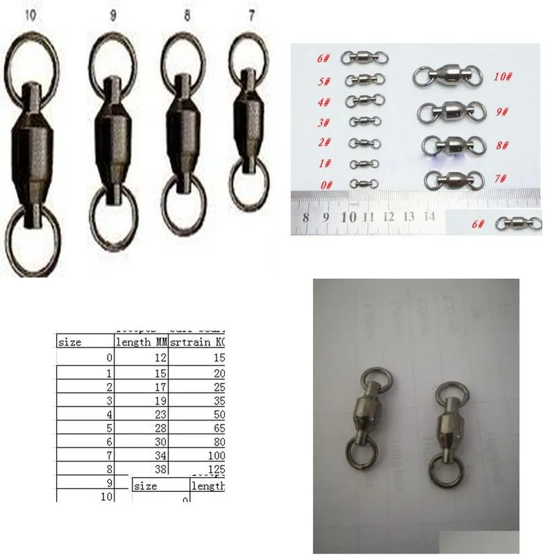 Fishing Accessories Big Game Fishing Ball Bearing Swivel Solid Ring 50Pcs/Bag Drop Delivery Sports Outdoors Fishing Dhkng
