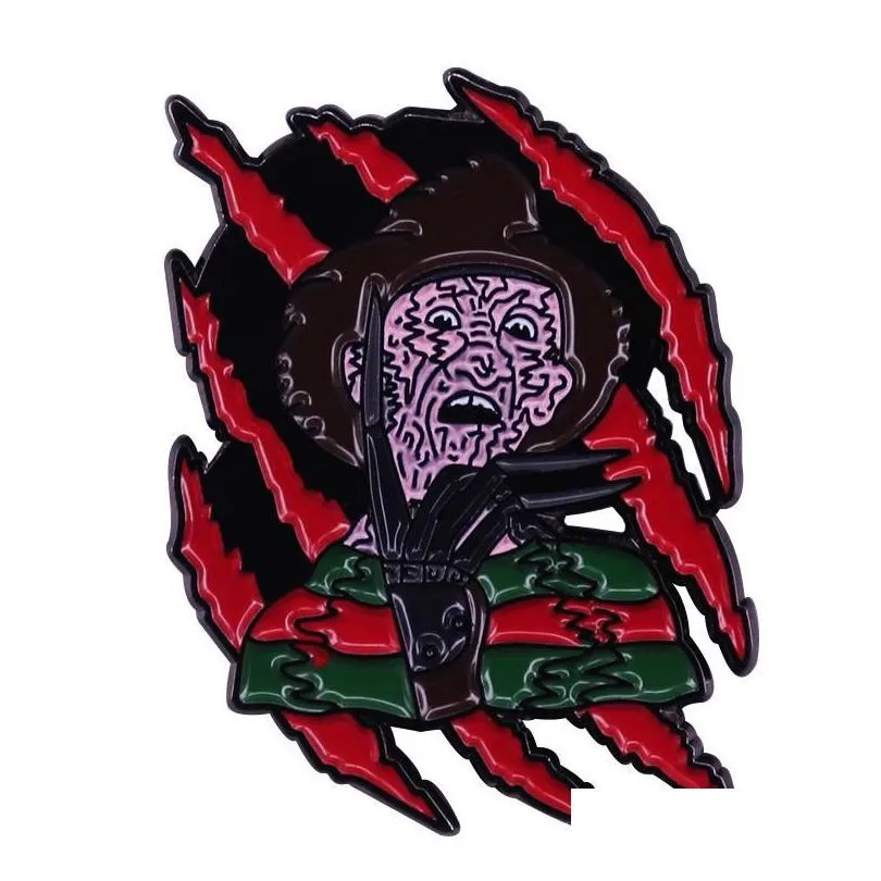 pins, brooches bg349 dongmanli horror movie series enamel pin cartoon metal brooch pins denim hat badge collar jewelry halloween gift