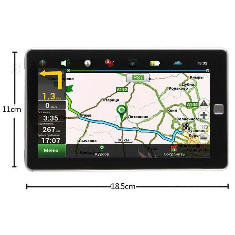 Gps Car & Accessories Hd Anti-Glare 7 Inch Navigation Car Navigator Truck Navi Bluetooth Hands Avin Mp4 Fm Transmitter 8Gb 3D Tts Maps Dhbaw