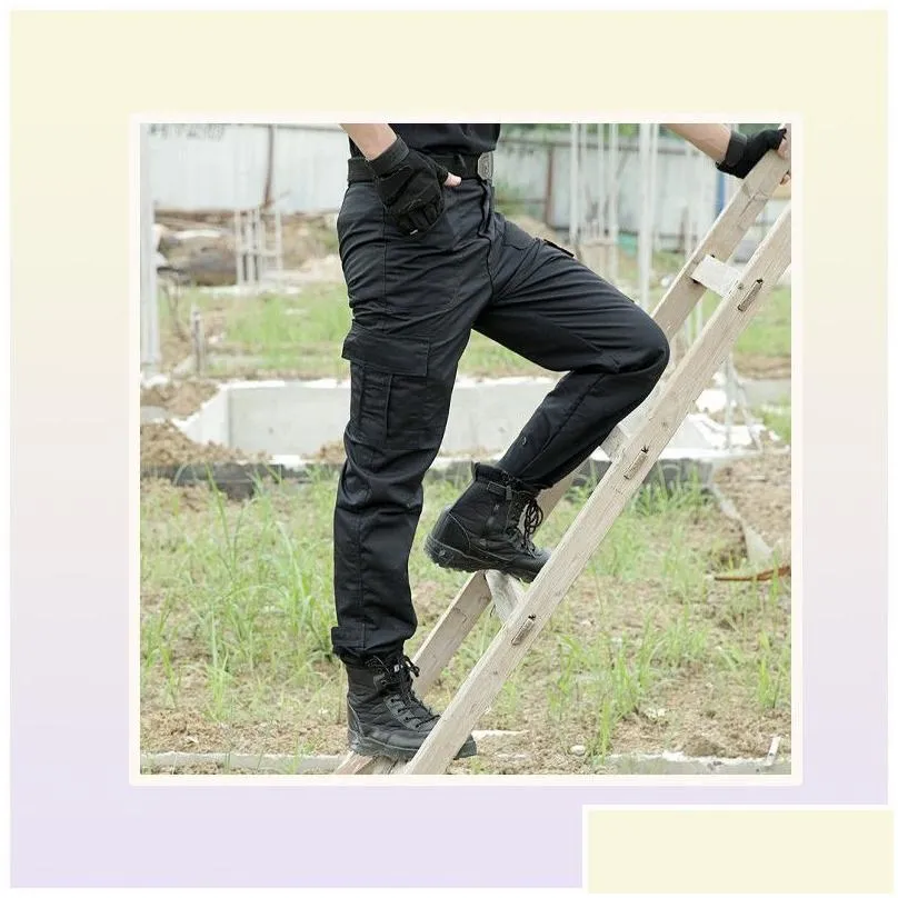 Men`S Pants Black Cargo Pant Men Style Tactical Pants Casual Pantalones Thin Working Army Security Trouser Overalls7946265 Drop Deliv Dhuo3