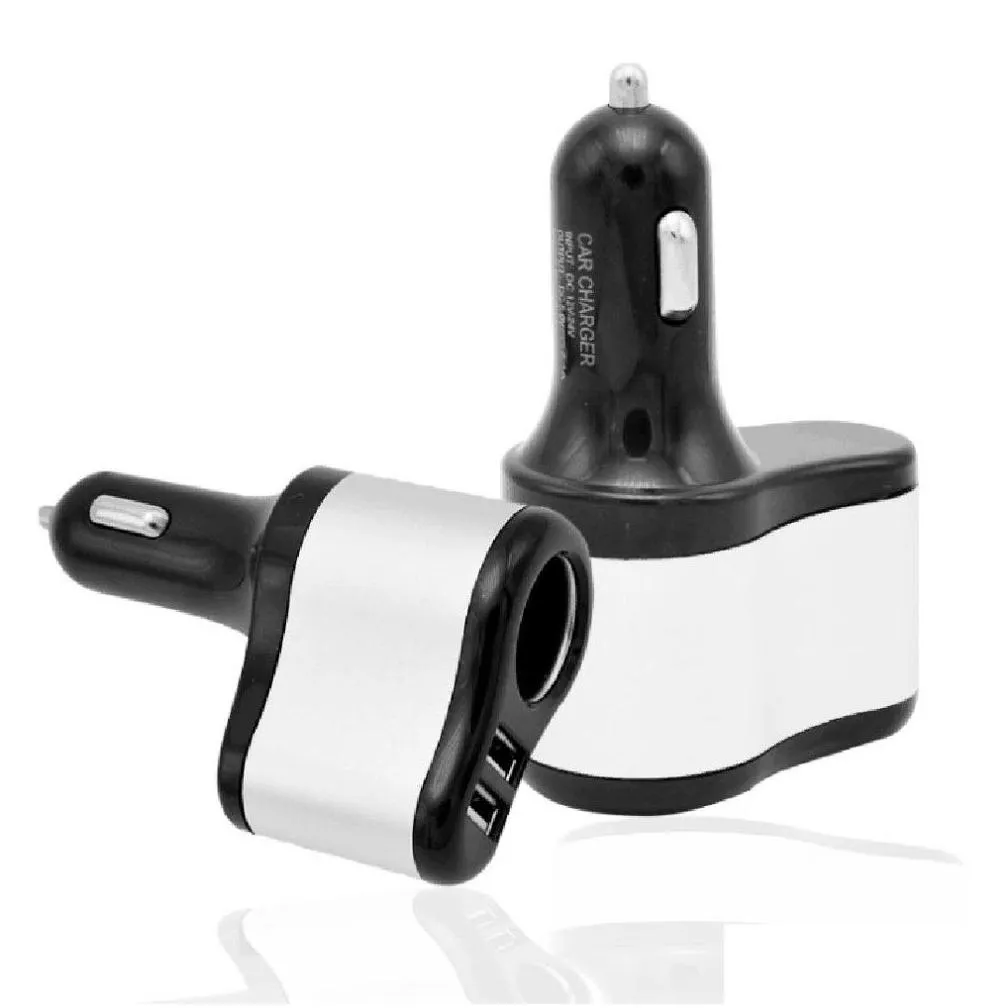 universal car cigarette lighter socket splitter dual usb  power adapter outlet hot sale