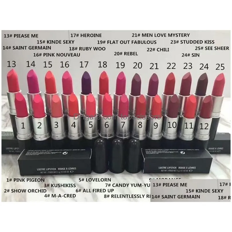 Makeup Tools New Matte Lipstick Makeup Luster Retro Lipsticks Frost Y 3G 24 Colors With English Name Drop Delivery Health Beauty Dhr6J