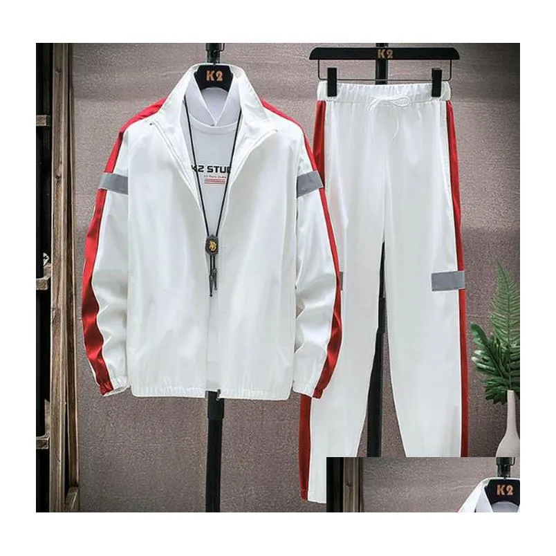 Men`S Tracksuits Men Tracksuit Two Piece Set 2022 Brand Mens Sets Sportswear Spring Autumn Jacketaddpants Casual Sports Suit Clothing Dhpuz