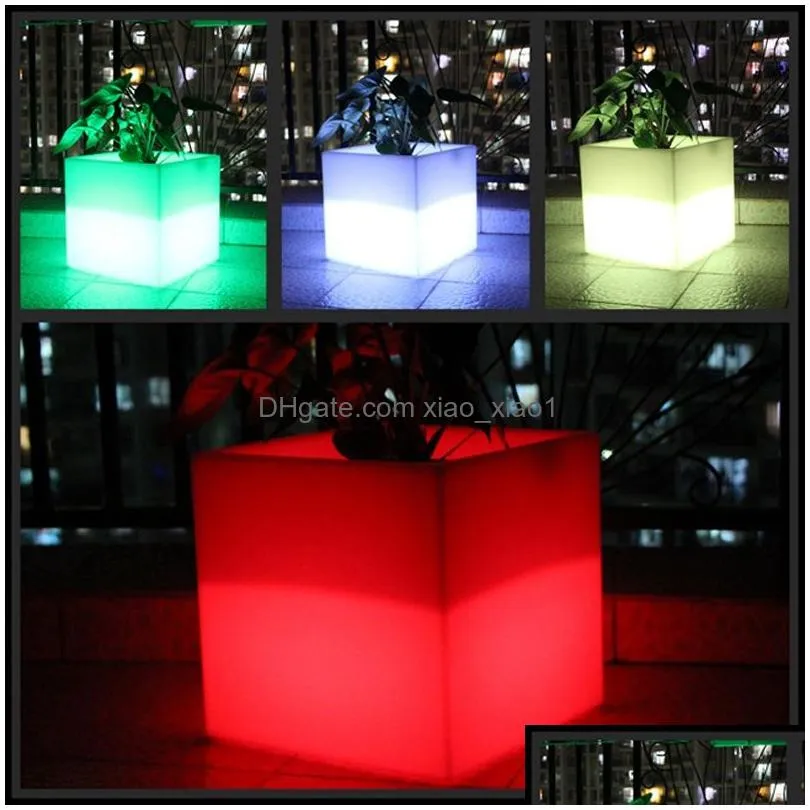 illuminated square light flower pot led luminous planter pots factory direct sale outdoor funiture