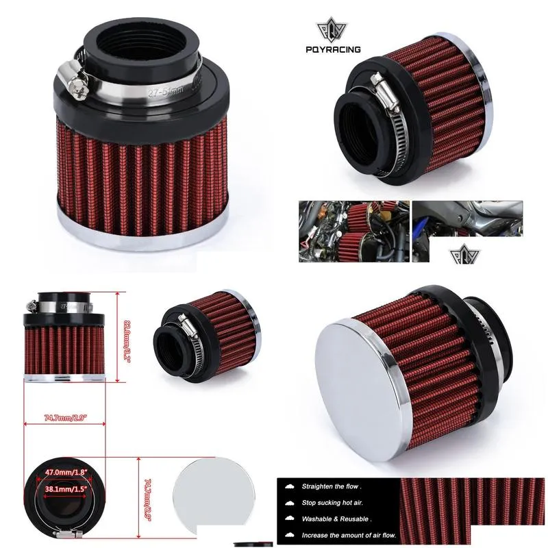 pqy universal 15quot 38mm interface motorcycle car air intake filters cone cold air filter system turbo vent crankcase pqyai1863664