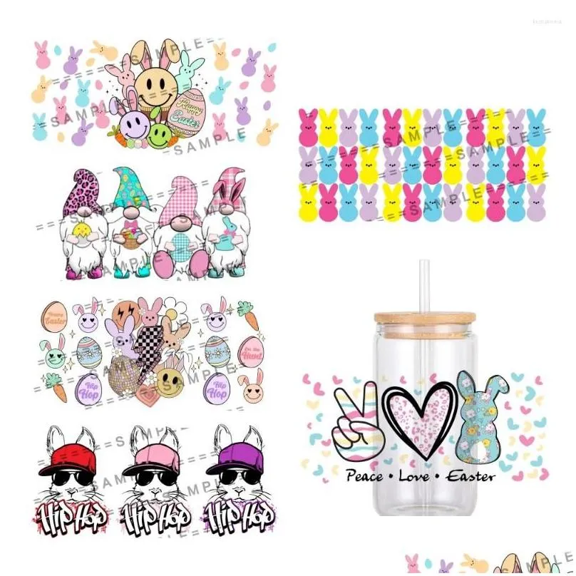 gift wrap happy easter day egg design uv dtf transfer sticker waterproof transfers decals for 16oz glass cup stickers