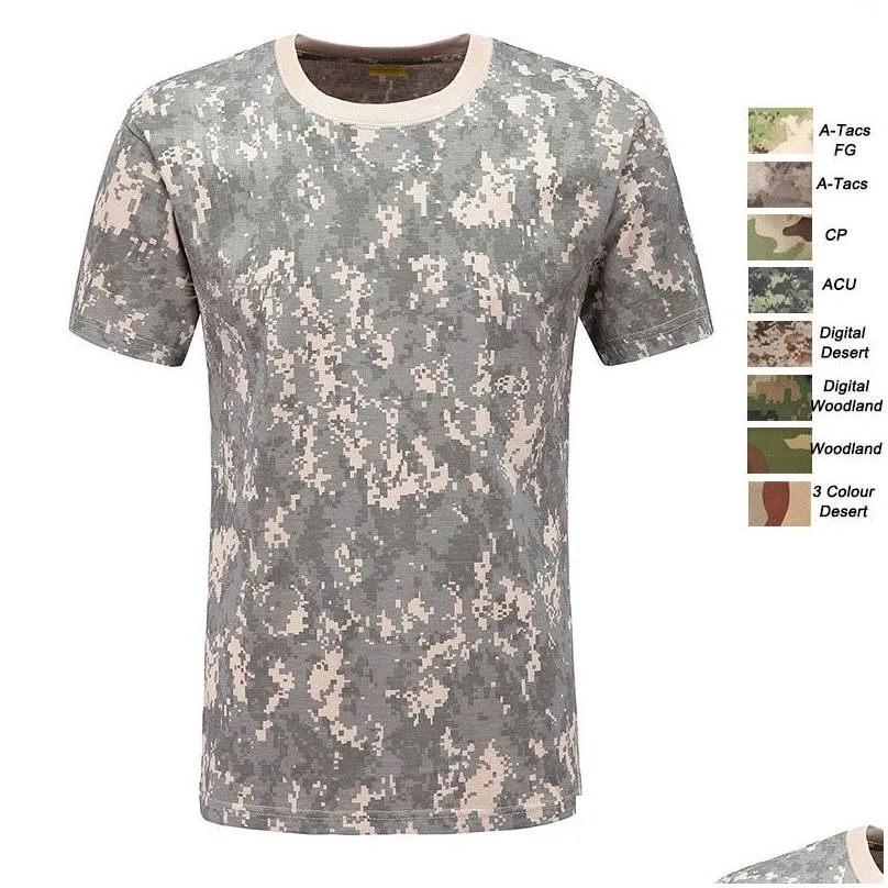 Tactical T-Shirts Tactical Shooting T Shirt Battle Dress Uniform Bdu Army Combat Clothing Cotton Camouflage Outdoor Woodland Hunting Dhlze