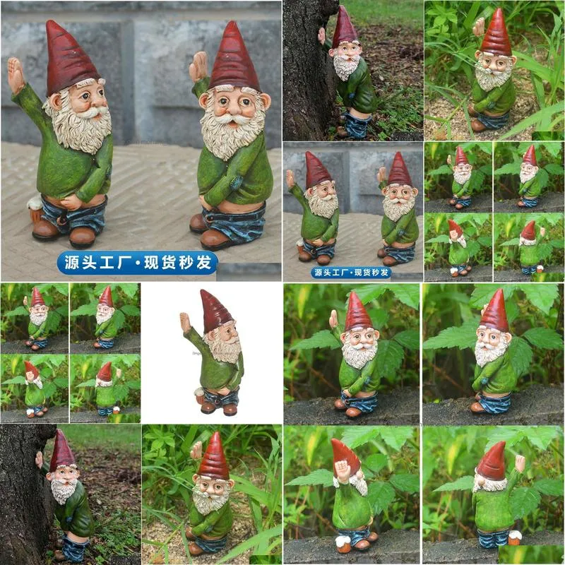  white-bearded gnome old man dwarf statue resin handicraft ornament christmas garden ornament