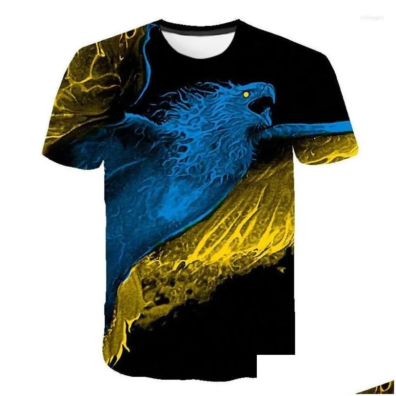 Men`S T-Shirts Mens T Shirts  Shirt Men Summer Casual Short Sleeve Round Neck Hawk 3D Printed Streetwear T-Shirt Cool Black Tops Dh2Sp