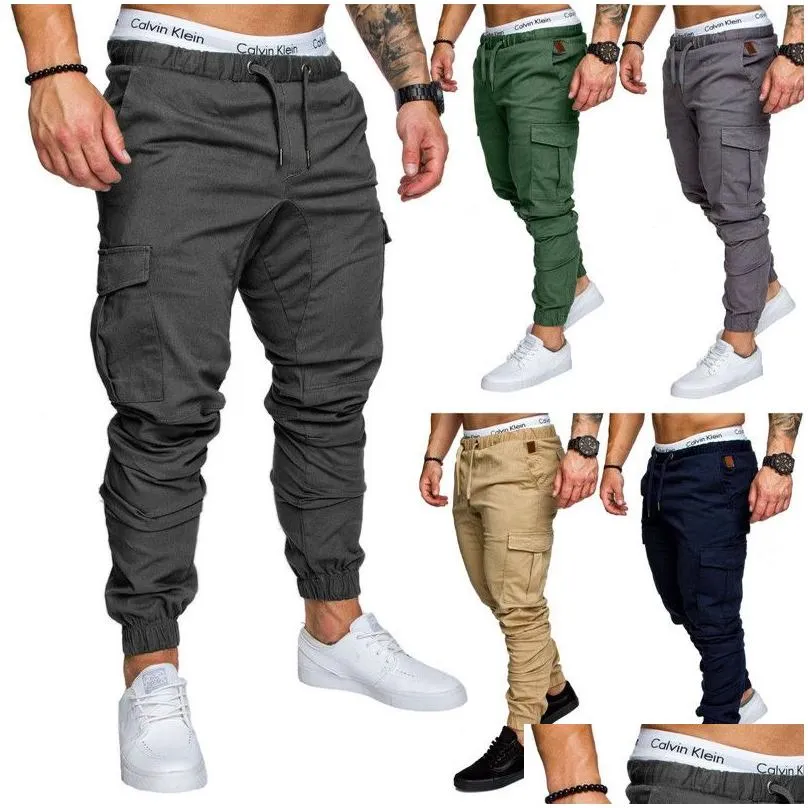 Men`S Pants Fashion Mens Cross-Pants Jogger Pant Chinos Zipper Skinny Joggers Camouflage Designer Harem Pants Long Solid Color Men Tr Dh8Md