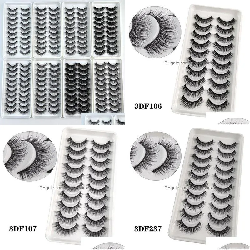 Makeup Tools 10Pairs 3D Faux Mink Eyelashes 100% Handmade Natural Soft Fl Strip Eyelash Extension Fake Lashes Makeup 10 Drop Delivery Dhsg0