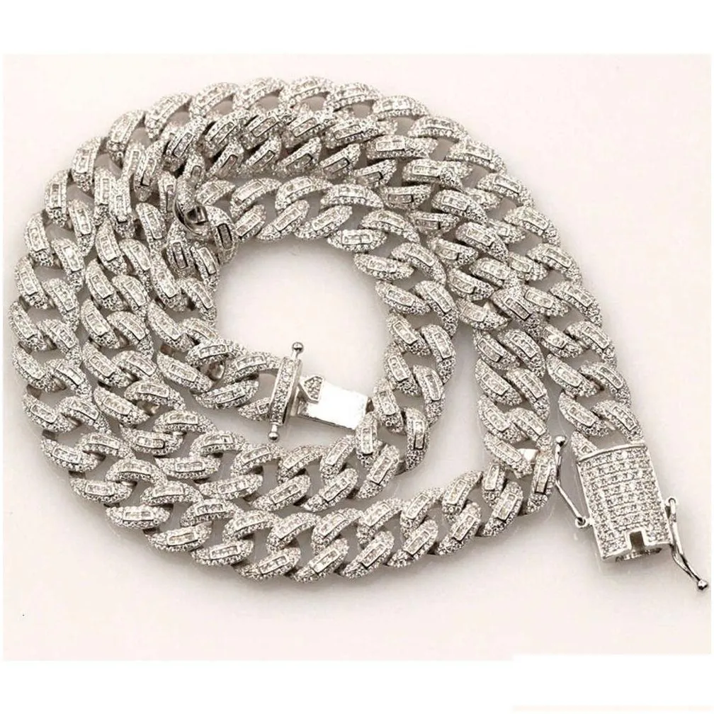 silver hip hop cuban chain inlay cz diamond high quality cuban link necklace