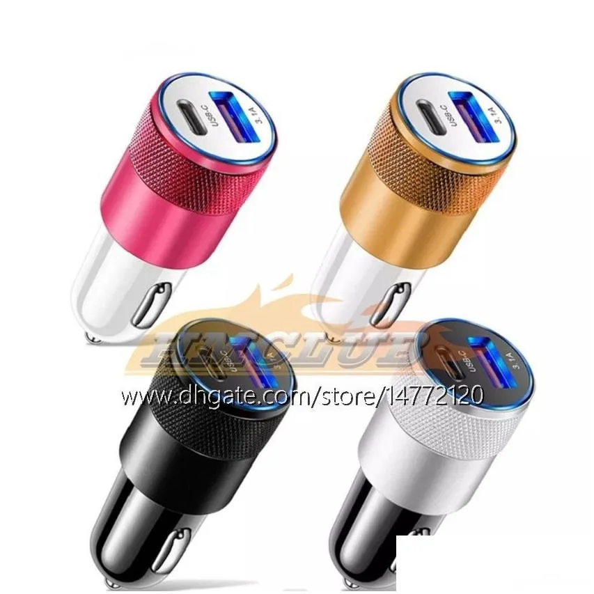 68w pd car  usb type c fast charging car phone adapter for iphone 13 12 xiaomi  samsung s21 s22 quick charge 3.0 automotive electronics car-charge free