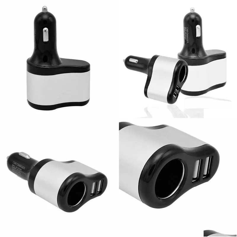 universal car cigarette lighter socket splitter dual usb  power adapter outlet hot sale