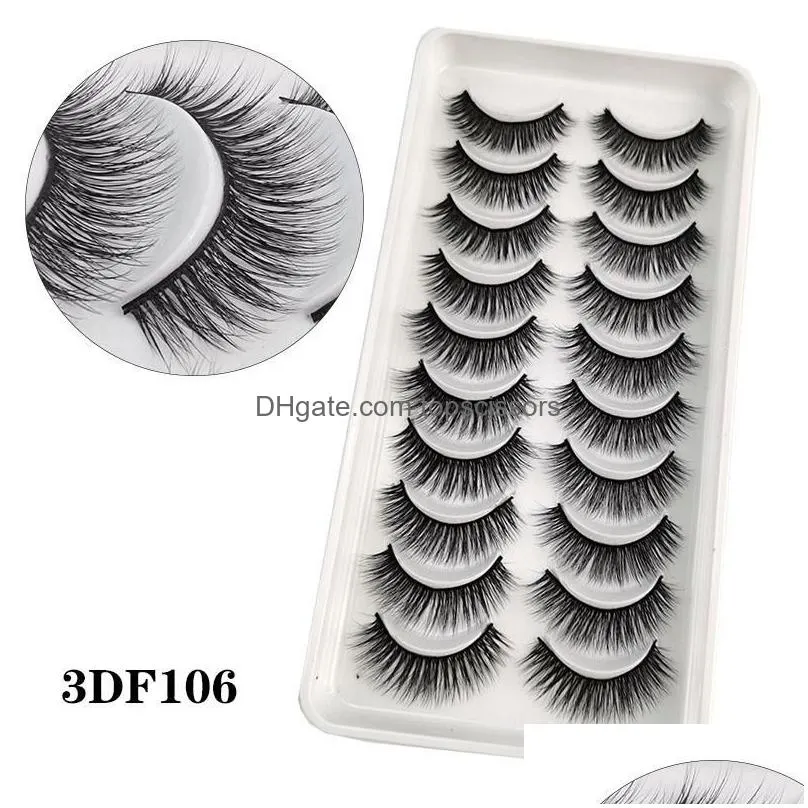 Makeup Tools 10Pairs 3D Faux Mink Eyelashes 100% Handmade Natural Soft Fl Strip Eyelash Extension Fake Lashes Makeup 10 Drop Delivery Dhsg0