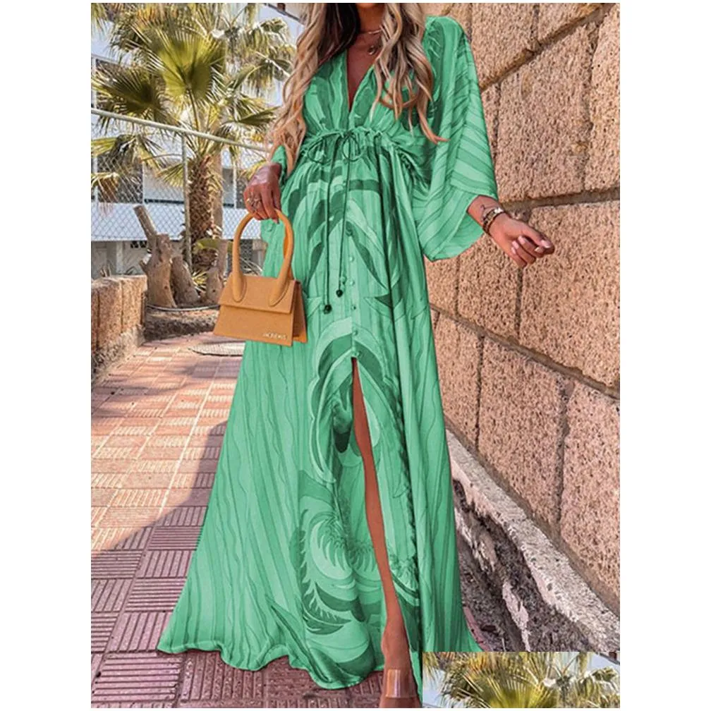 Two Piece Dress Summer Print Casual Women Es Oversized Holiday Beach Boho Erup Female Long Sleeve Loose Tunic Dress 220725 Drop Deliv Dhaxz
