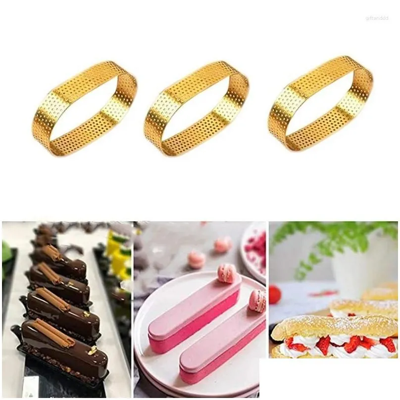 baking moulds 6pcs oval tartlet molds french dessert mousse fruit pie tart ring quiche cake mold au citron tatin cheese pan gold