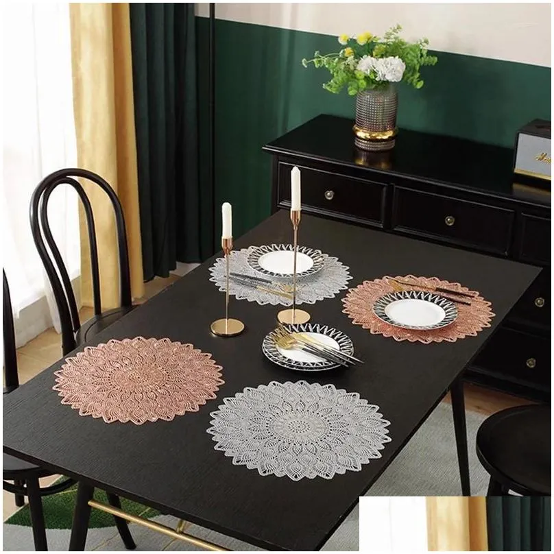 table mats mat pvc placemat hollow insulation pads bowl home christmas decor heat resistant