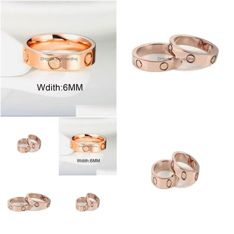 Band Rings 316L Titanium Steel Charm Band Lovers Punk Rings Size For Women And Men In 4Mm 6Mm Width Jewelry Gift7959839 Drop Delivery Dhuvt