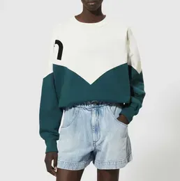 Isabel Marants MARANTS Designer ISABELS Pullover Sweatshirts Flocking Print Block Loose Pullover Sweatshirt Women Long Sleeve Terry Sweater Hoodie