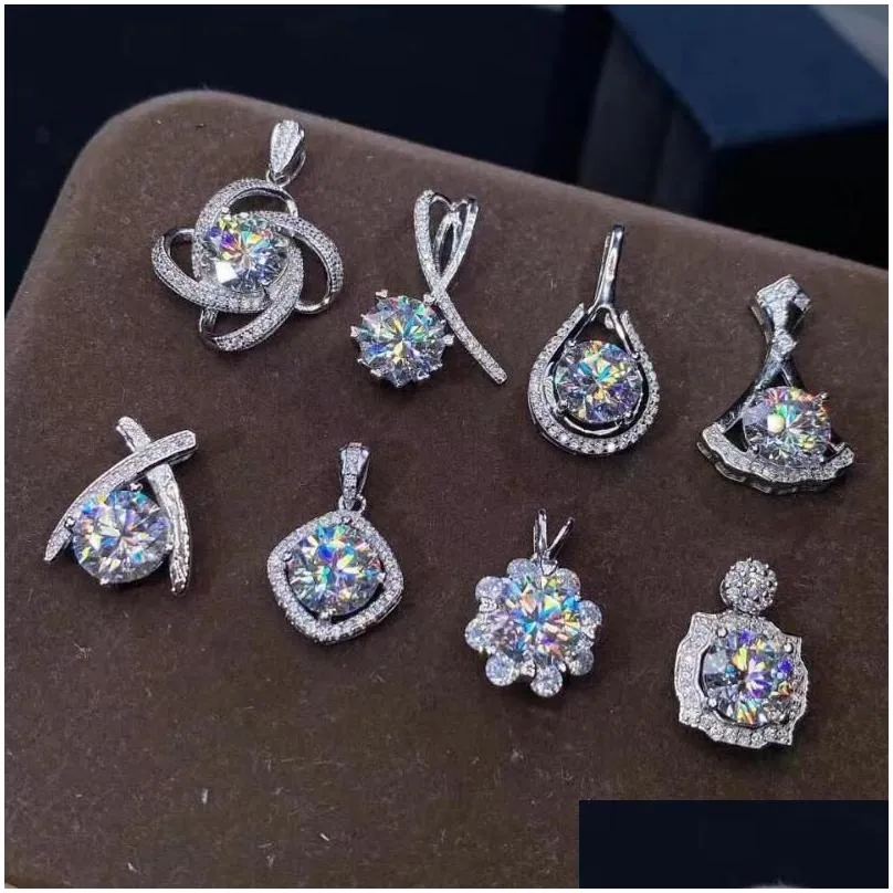 Pendant Necklaces Moissanite Dimond 1.0Ct D Color 925 Sterling Sier Necklace Exquisite Jewelry Party Wedding Pendants For Womens Drop Dh1Dm