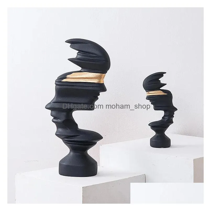 creative abstract black and white portrait decoration el lobby reception decoration villa model room wine cabinet foyer decoration