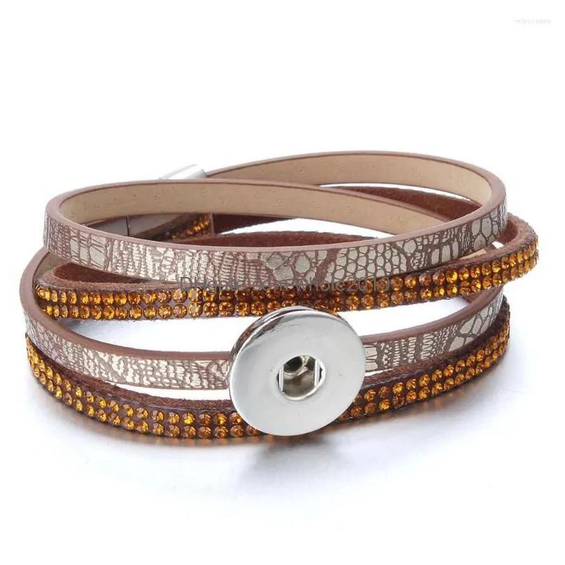 Charm Bracelets Snap Button Jewelry Bracelet 18Mm Leather Wrap Mtilayer Bohemian Leopard Magnet Drop Delivery Dhvaj