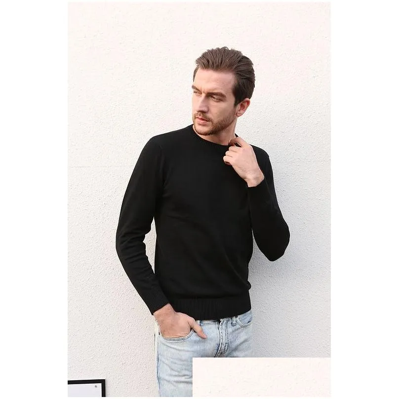 Men`S Sweaters Wholesale New Best-Selling High-End Casual Fashion Round Neck Mens Sweater Brand 100% Cotton Plover Drop Delivery Appa Dhu7P