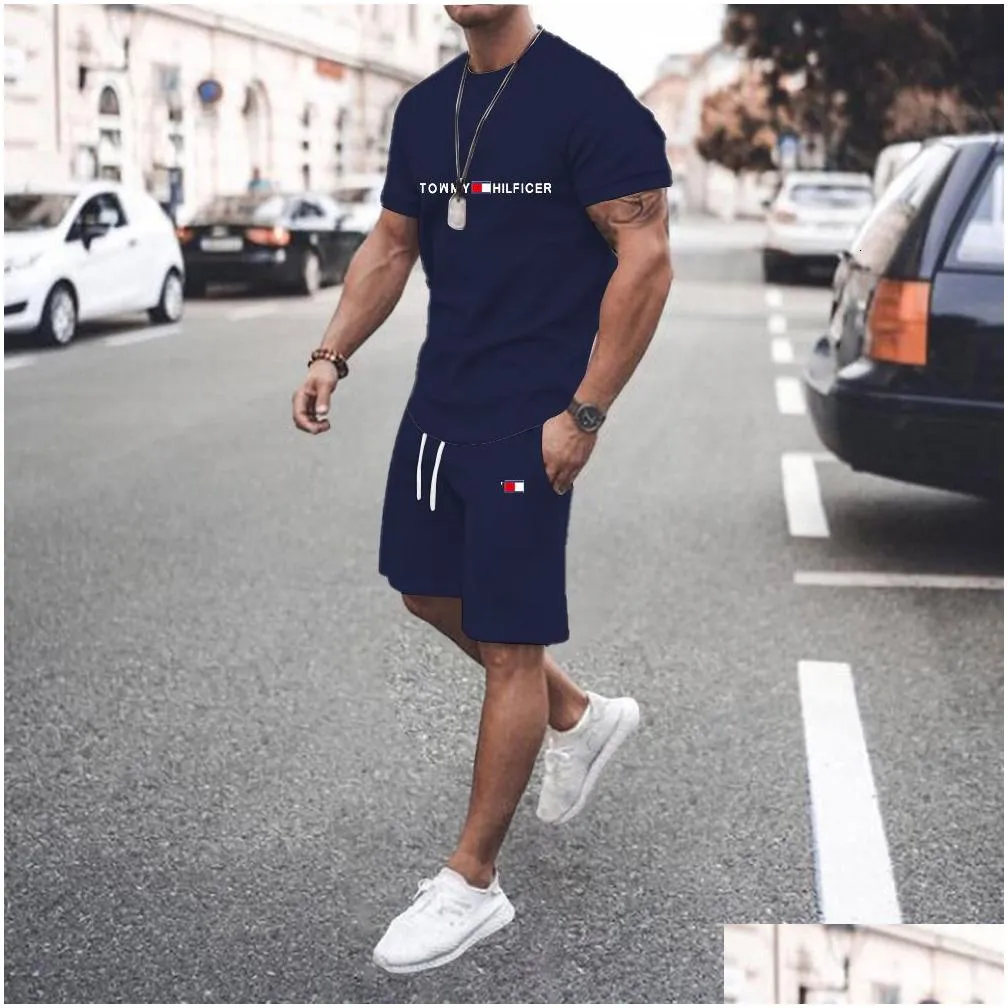 Men`S Polos Mens S Tshirt Suit Shirt Shorts Top Fashion 3D Printing Fitness Brand Summer Sports Outdoor Leisure 230328 Drop Delivery A Dhrbq