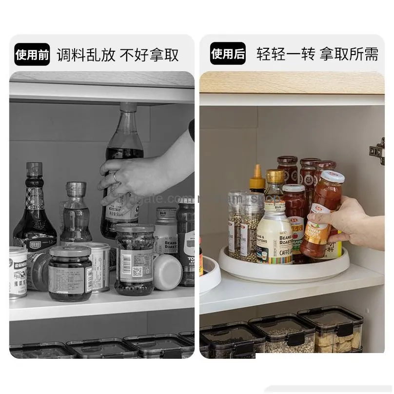 yimijia kitchen rotating seasoning storage rack seasoning oil salt sauce and vinegar circular multi functional sorting and storage