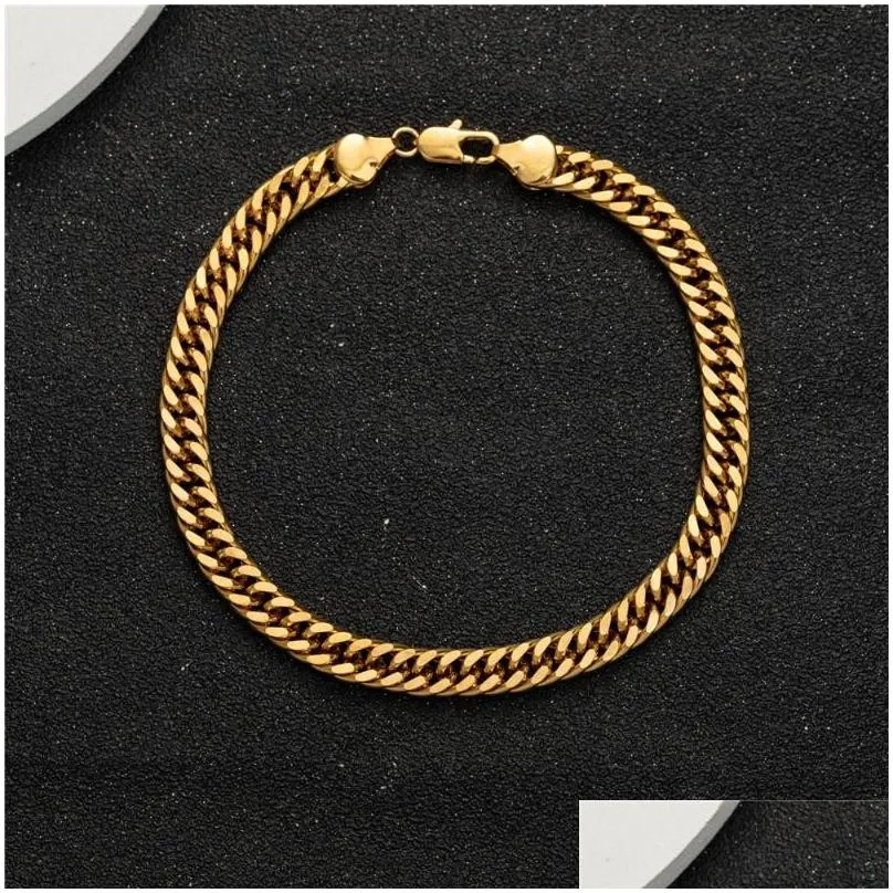 anklet designer anklets wide 7mm chunky link chain gold color anklet size 9 10 11 inches ankle unisex anklets chain waterproof anklet 18k gold anklet designer