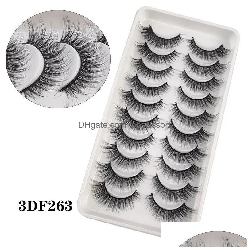 Makeup Tools 10Pairs 3D Faux Mink Eyelashes 100% Handmade Natural Soft Fl Strip Eyelash Extension Fake Lashes Makeup 10 Drop Delivery Dhsg0