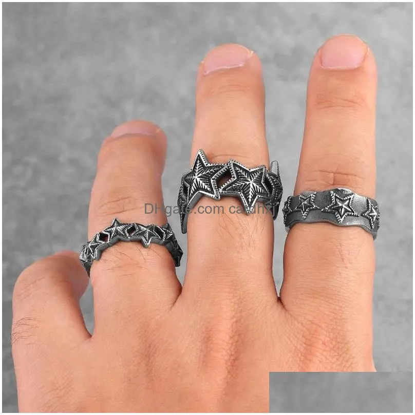 Cluster Rings Starry Night Little Stars Stainless Steel Women Men Rings For Girl Boyfriend Lovers Couple Jewelry Creativity Gift Whol Dhxho