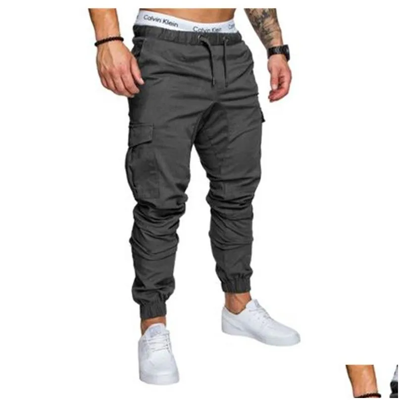 Men`S Pants Fashion Mens Cross-Pants Jogger Pant Chinos Zipper Skinny Joggers Camouflage Designer Harem Pants Long Solid Color Men Tr Dh8Md