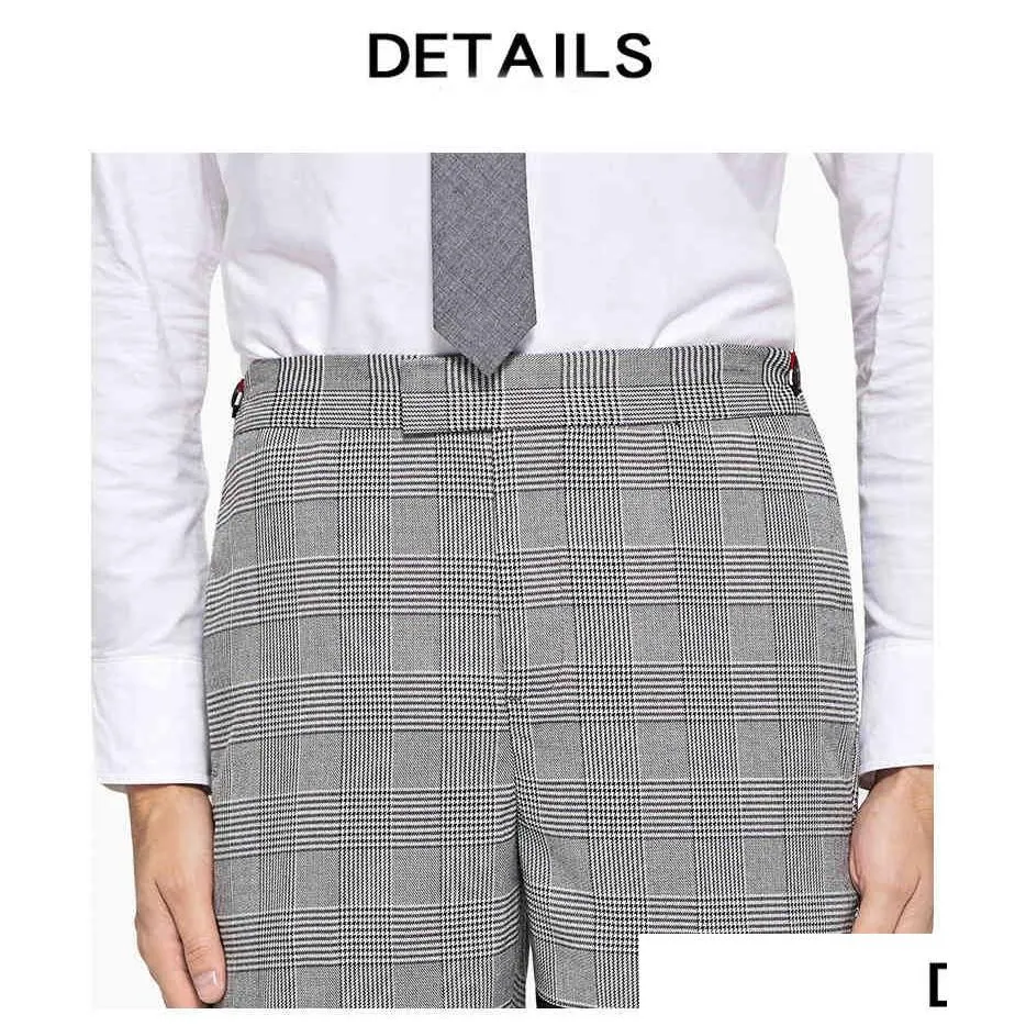 Men`S Pants Fashion Brand Men Casual Suit Pants Gray Plaid Black Striped Spring And Autumn Business Formal Trousers Drop Delivery App Dhstk