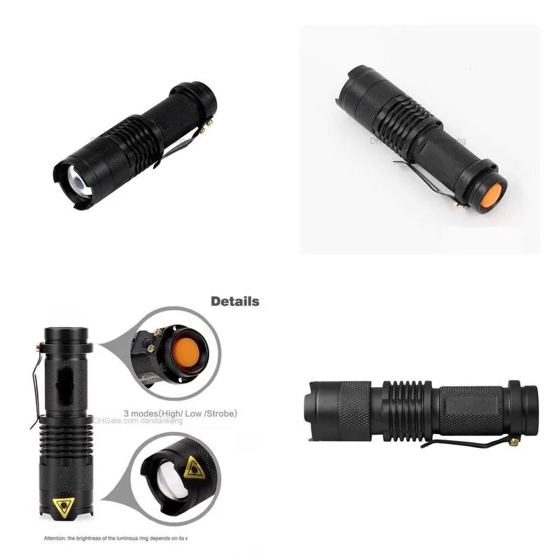 Flashlights Torches High Power Flash Light Torch 7W 300Lm Q5 Led Cam Flashlight Adjustable Focus Zoom Waterproof Flashlights Mini Lamp Dhpxf