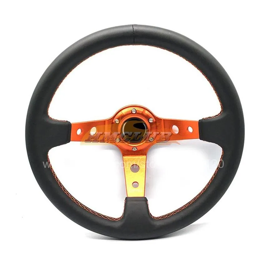 14inches 350mm car modification racing pu steering wheel aluminum alloy rally sport simulated game deep corn dish sport drifting steering wheels universal 8