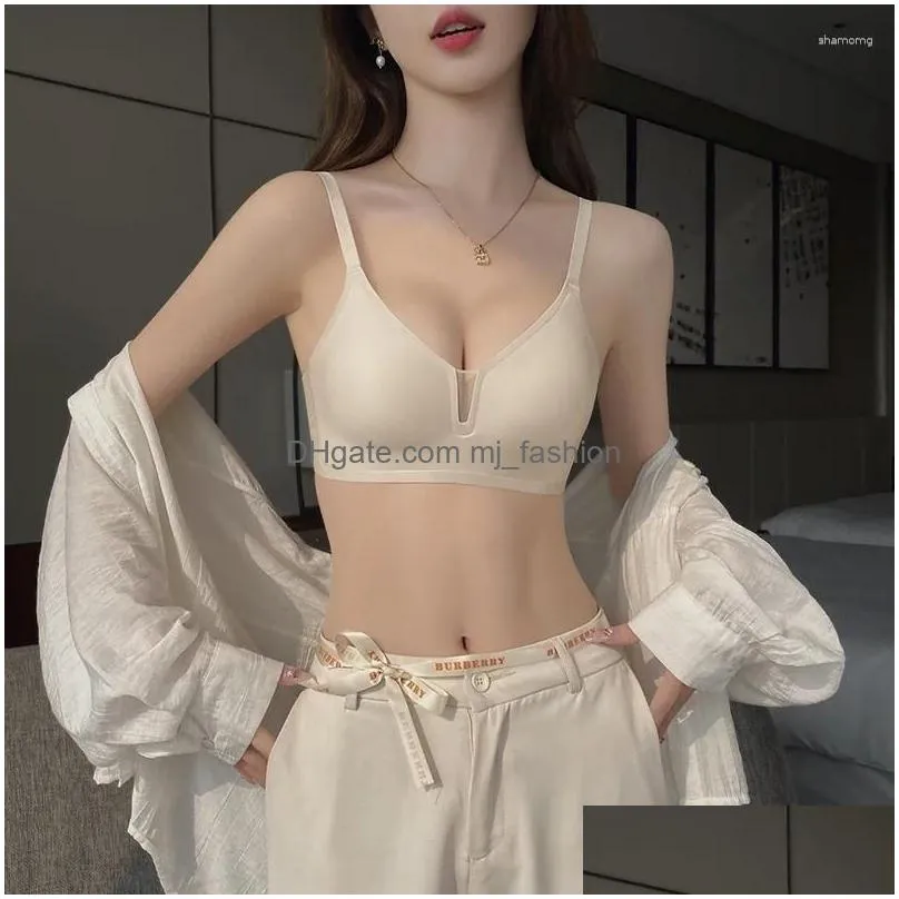 Yoga Outfit Soft Support Seamless Underwear Womens Thin Deep V Neck  Comfortable Small Breast Push Up And Side Breasts No Wire Bra Dro Dhfdv  From Mj_fashion, $25.17