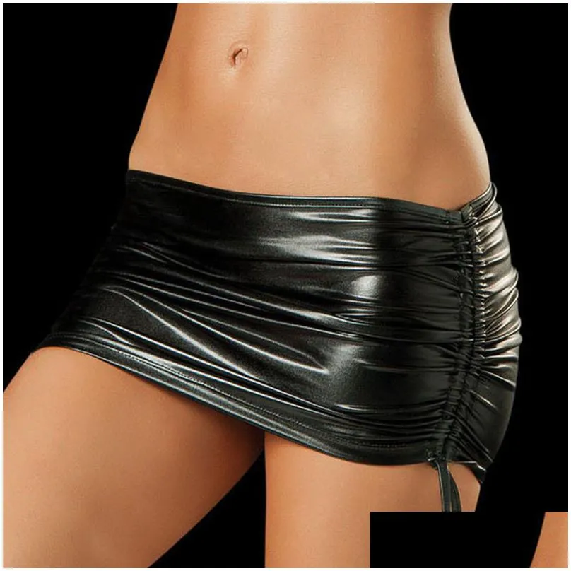 Skirts 151206 Mini Skirt Women Bodycontop Quality Y Leather Clubwear Dance Club Faux Drop Delivery Apparel Women`S Clothing Dhzbq