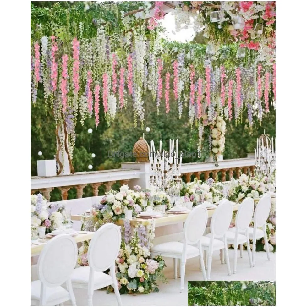 100pcs artificial silk flower elegant wisteria flower vine dense for garden wedding festive party decoration supplies