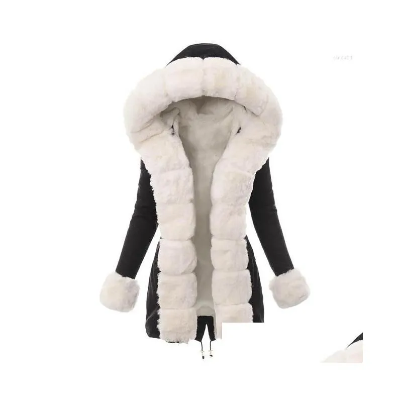 Women`S Down & Parkas Womens Down Hooded Faux Fur Coat Plus Size Ladies Lining Winter Warm Thick Long Jacket Overcoat Xxxl Drop Delive Dhrv9