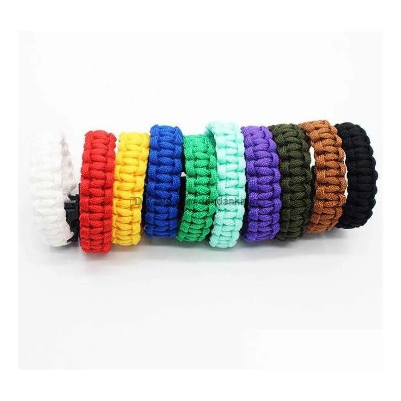 Survival Bracelets Outdoor Self-Rescue Paracord Parachute Cord Bracelets Survival Cam Travel Kit Emergency Bracelet Charm Uni Drop Del Dhd6A