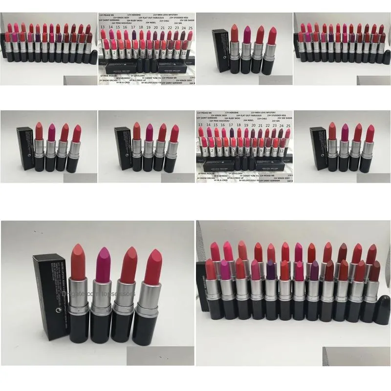 Makeup Tools New Matte Lipstick Makeup Luster Retro Lipsticks Frost Y 3G 24 Colors With English Name Drop Delivery Health Beauty Dhr6J